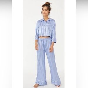 NWT Free People Pajama Party Sleep Set Hazy Blue Size L